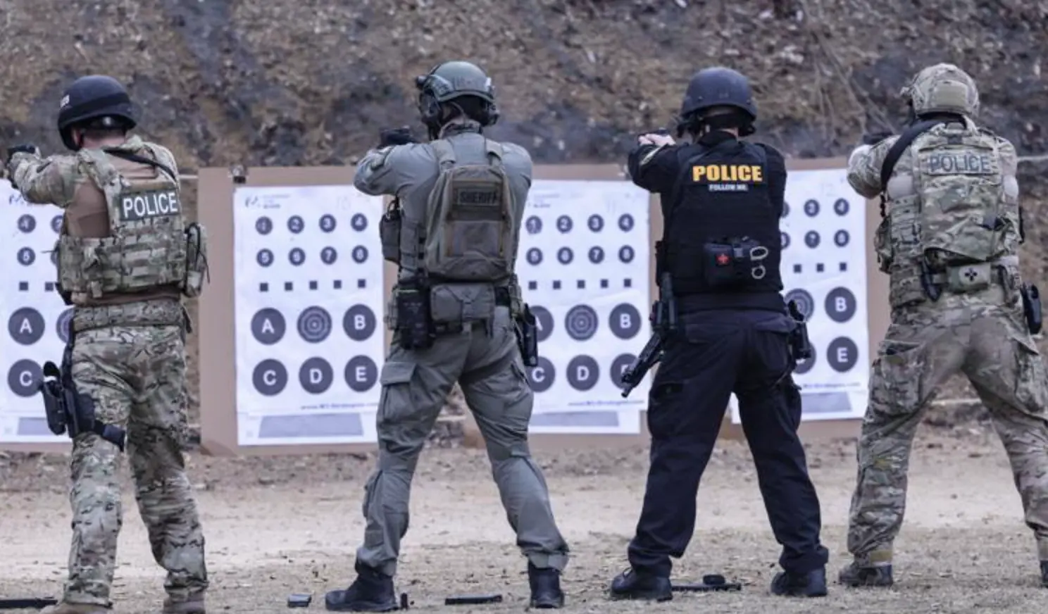 Law enforcement officers train in shooting fundamentals