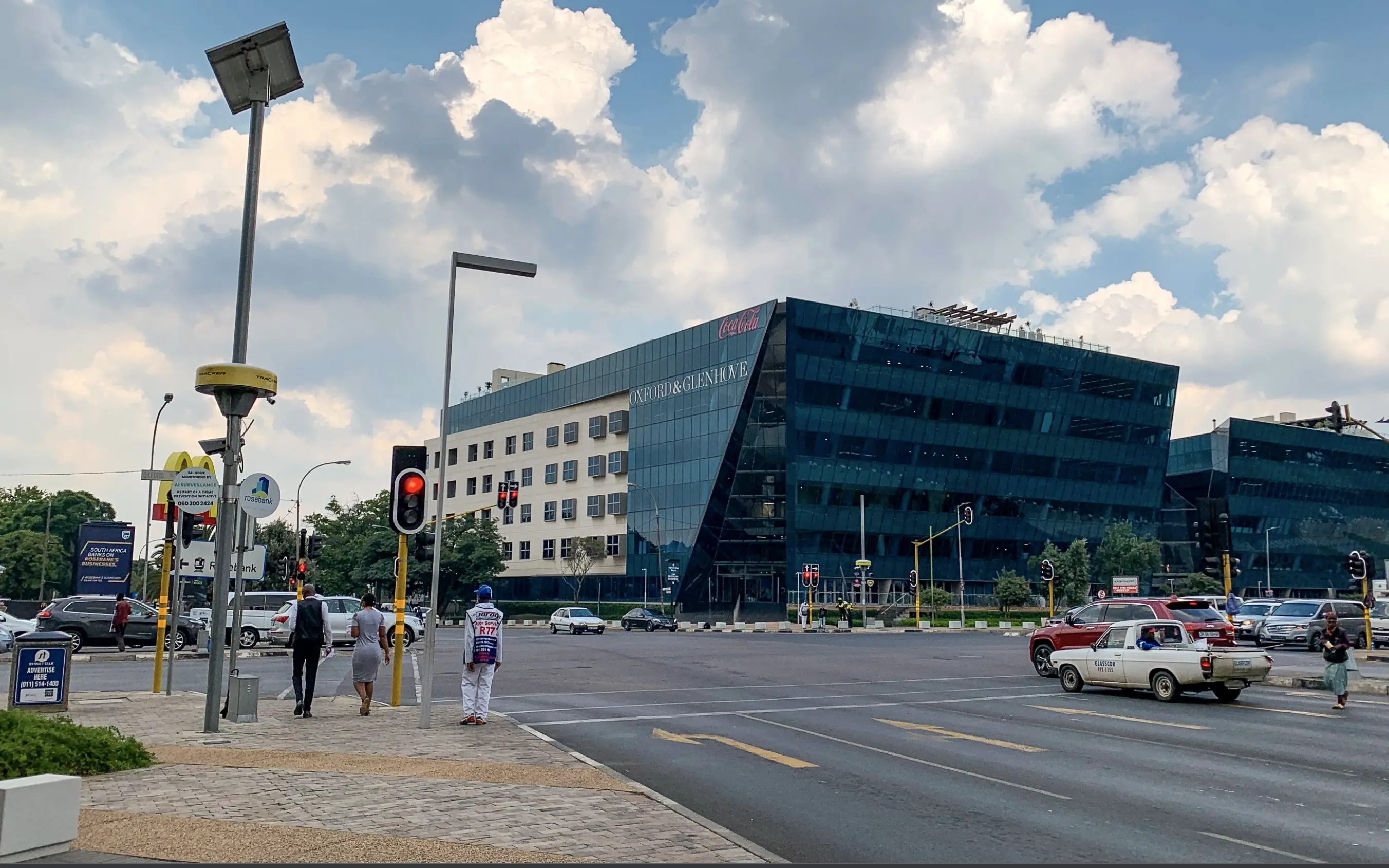 A rich suburb of Joahnnesburg where many surveillance cameras can be seen