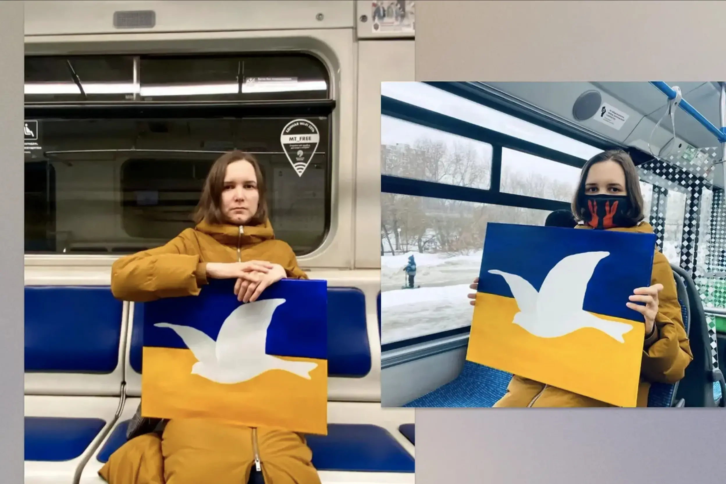 Holding a Ukraine flag on Russian public transit