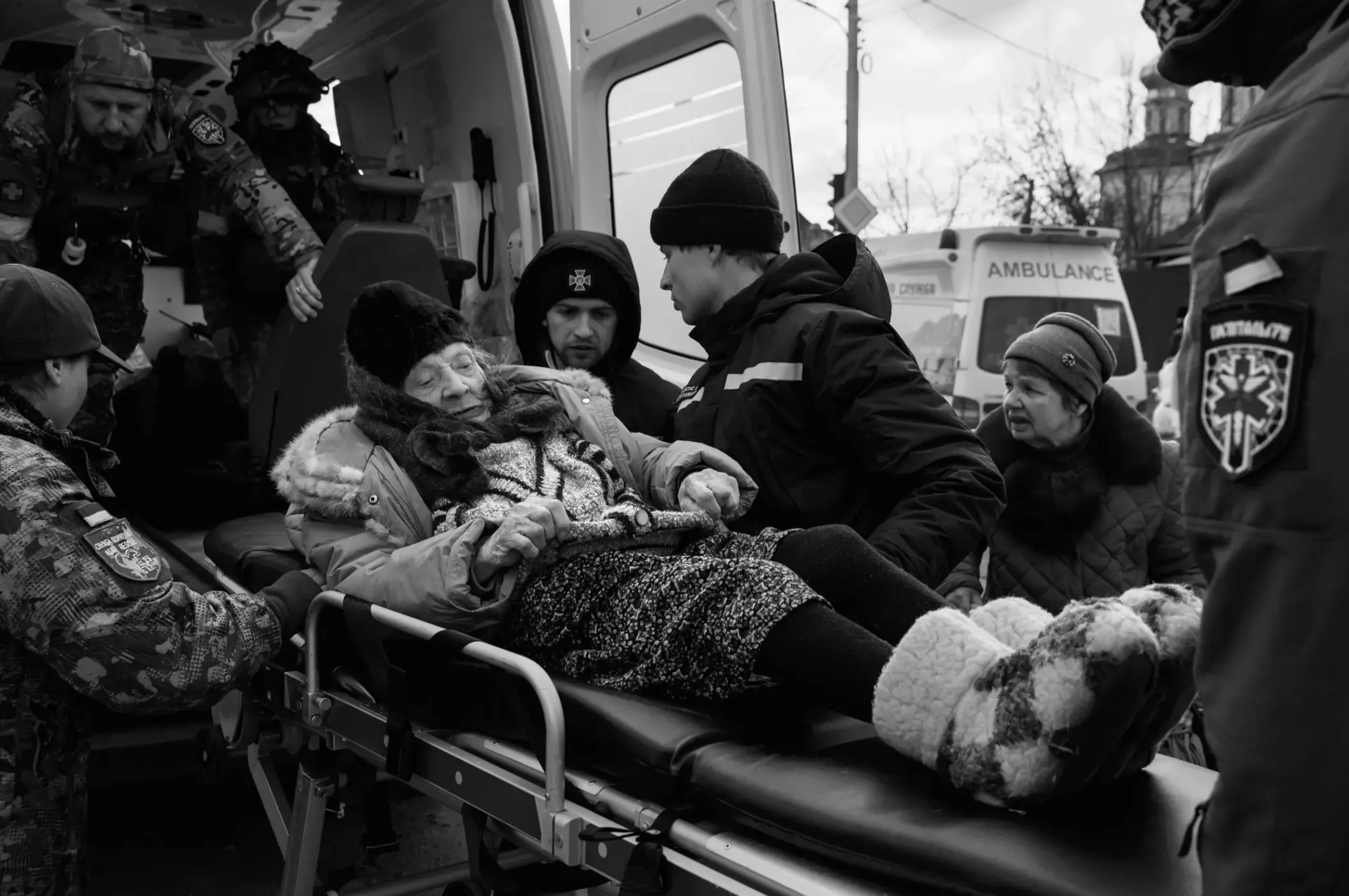 Shell-shocked soldier awaiting transportation away from the