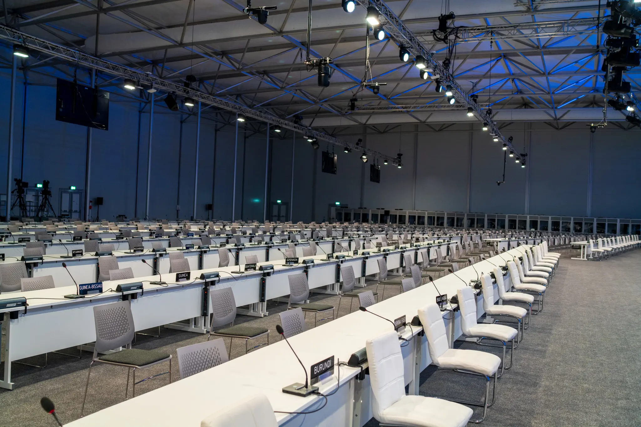 empty room of chairs and tables