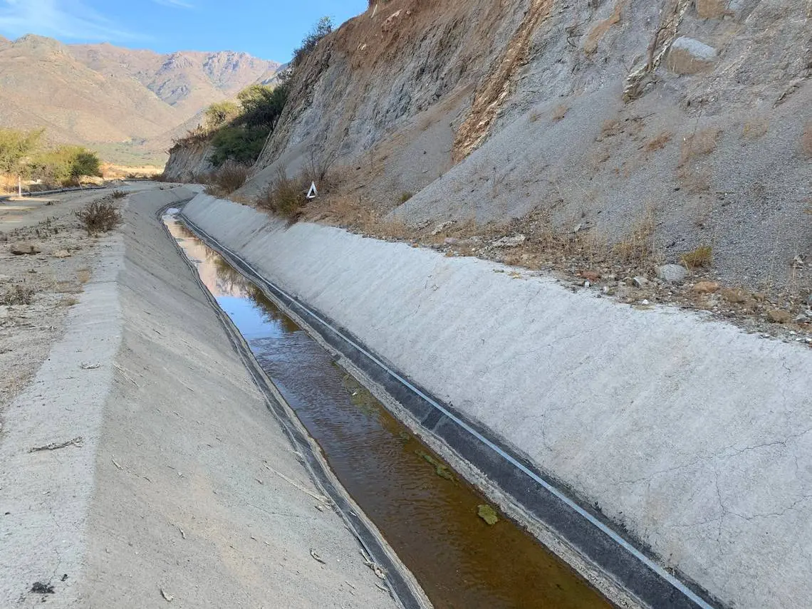 Channel with long flowing water