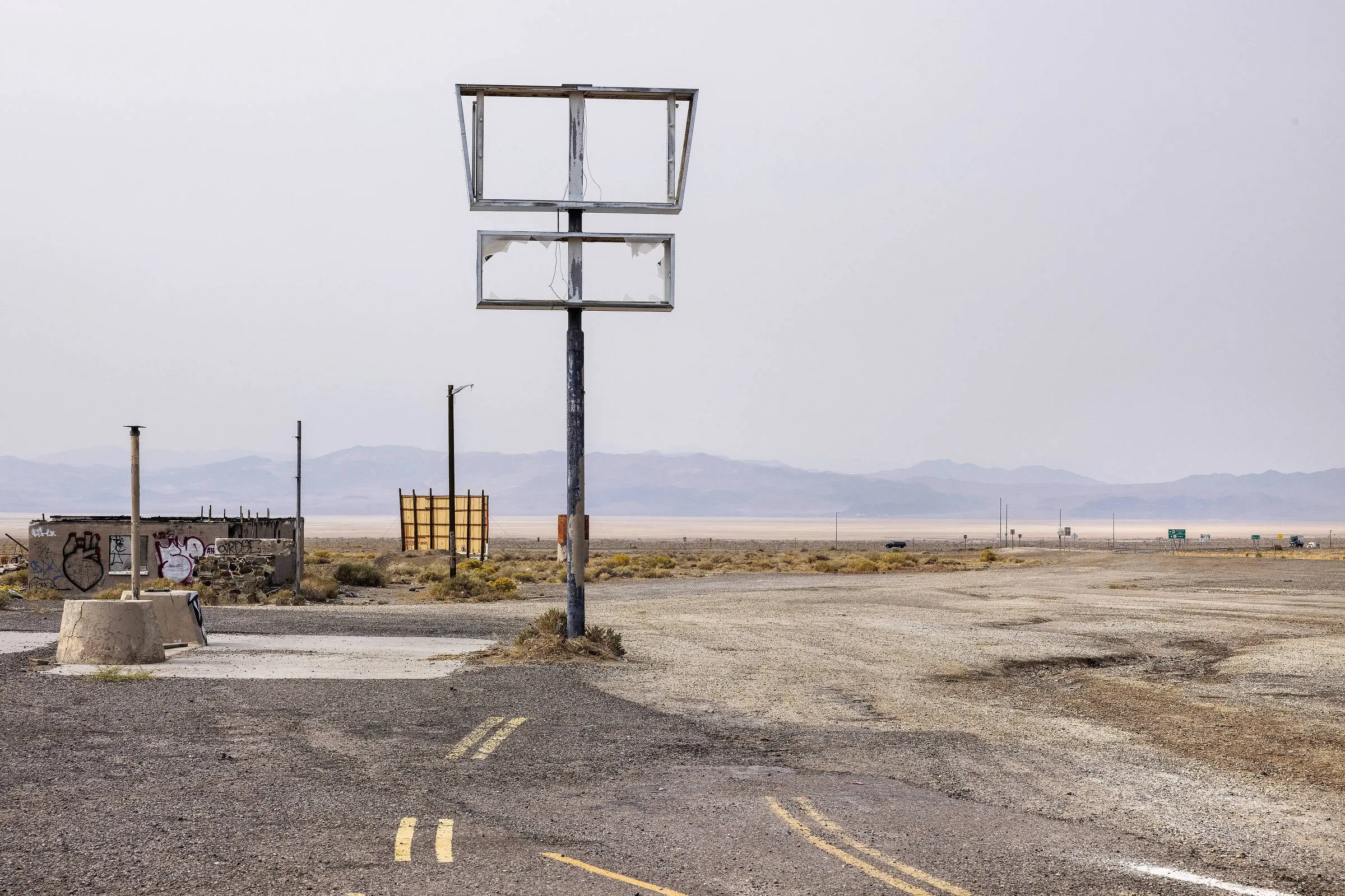 Abandoned gas stations on US-95 highway in the state of Nevada
