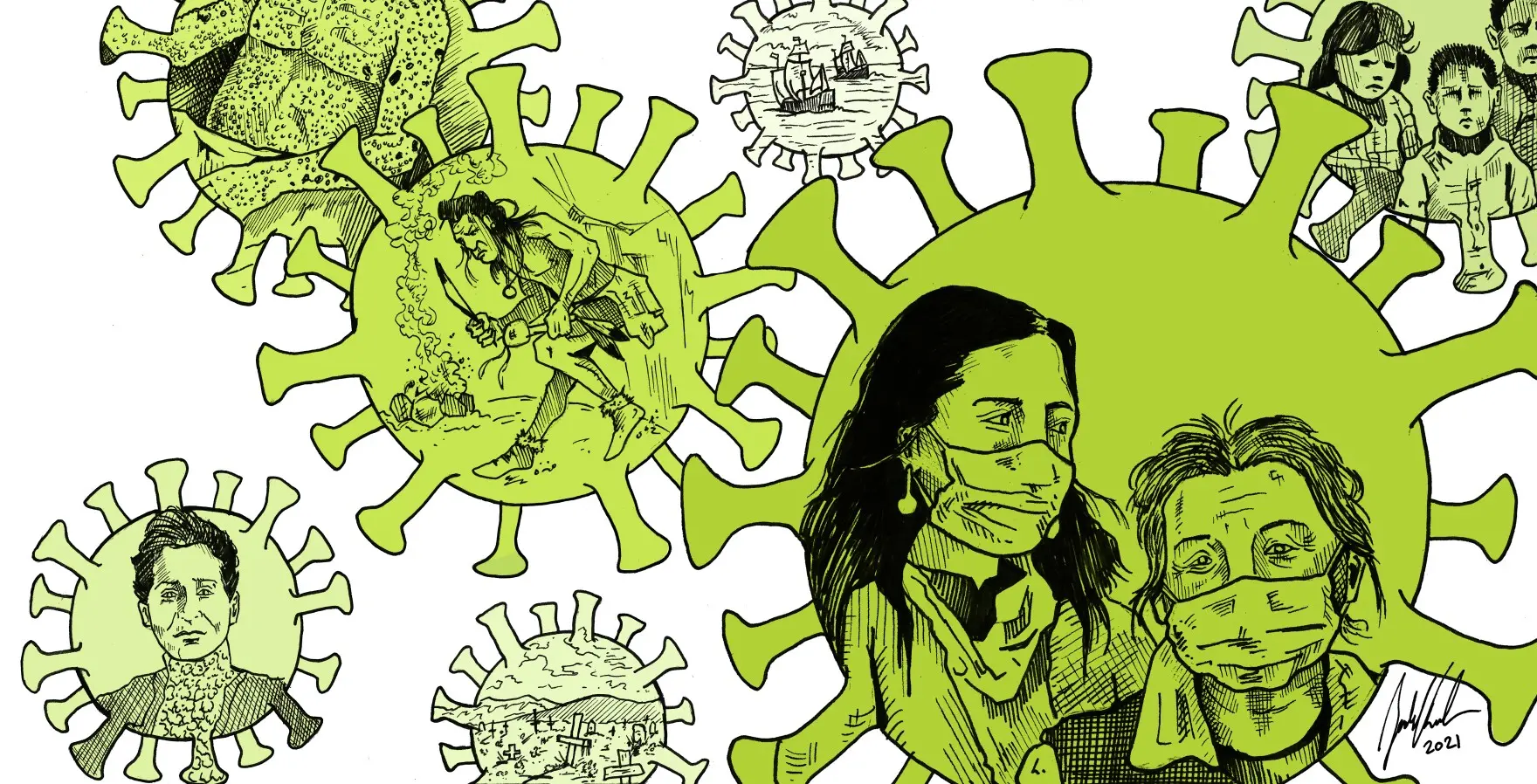 graphic with masks