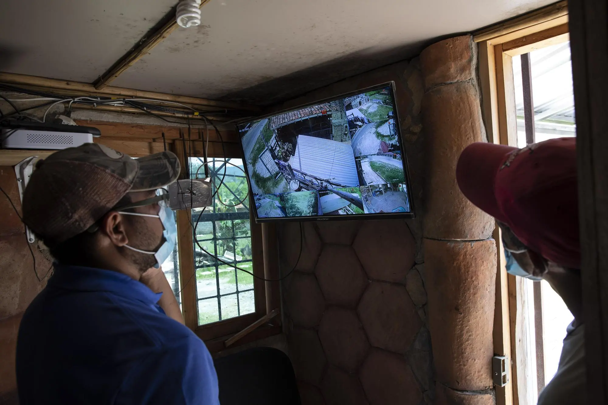 Seminaries monitor security cameras at a drug rehab center