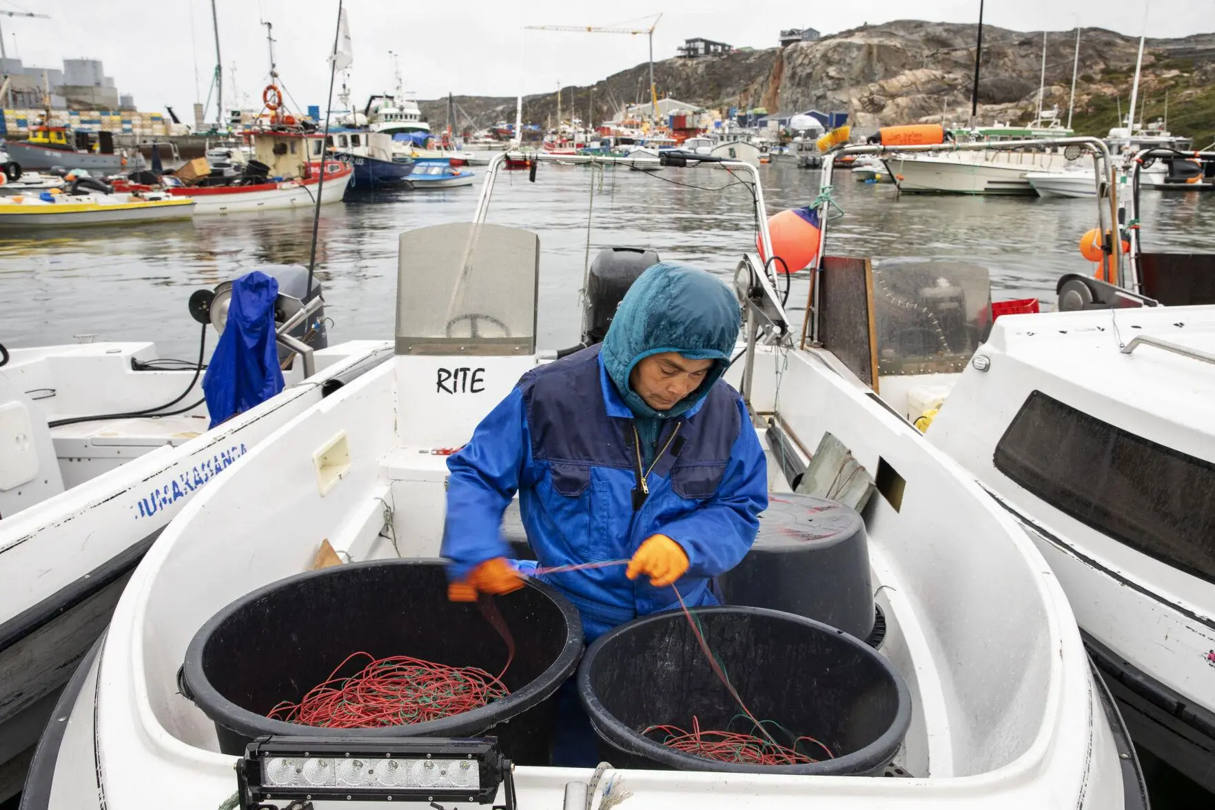 A halibut angler preparing for the day