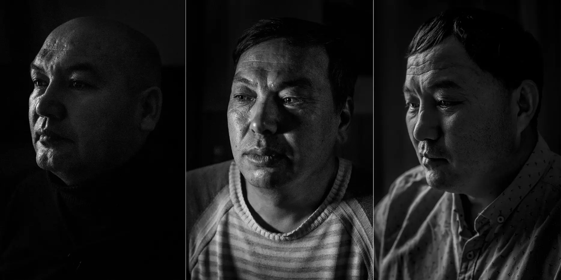 Three black-and-white portraits.