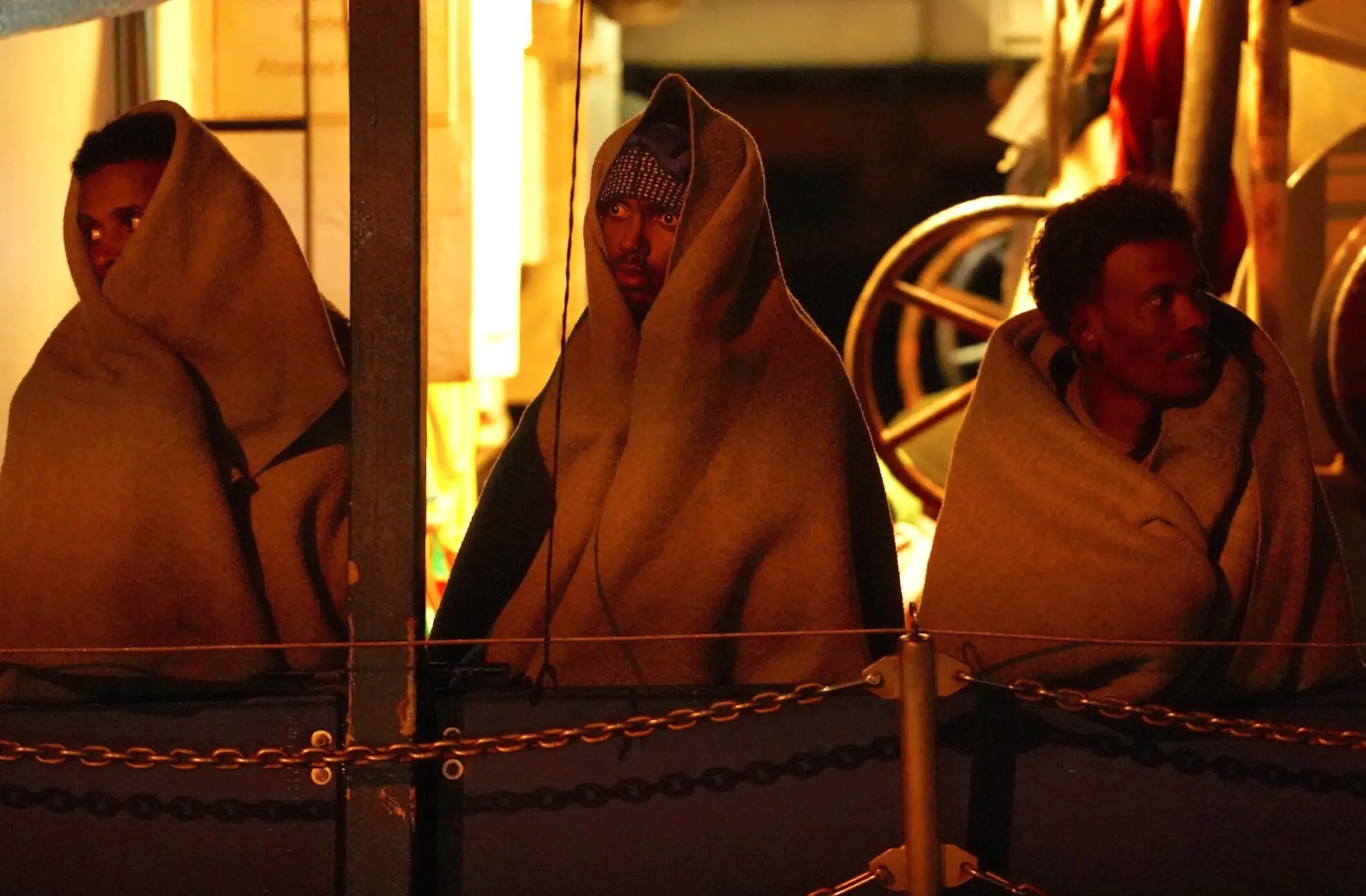 Migrants wait aboard the Sea-Watch 4 rescue ship in Sicily.