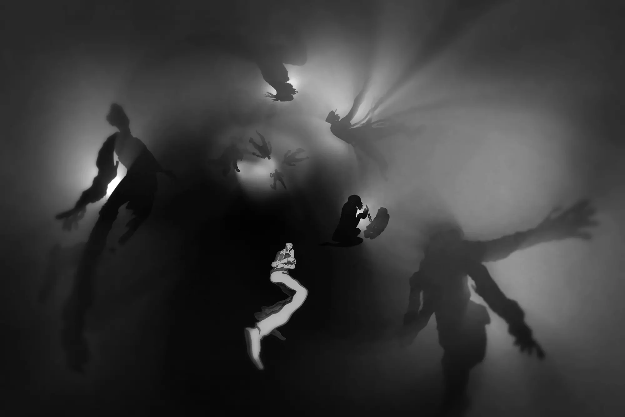 Frame of black-and-white illustration.