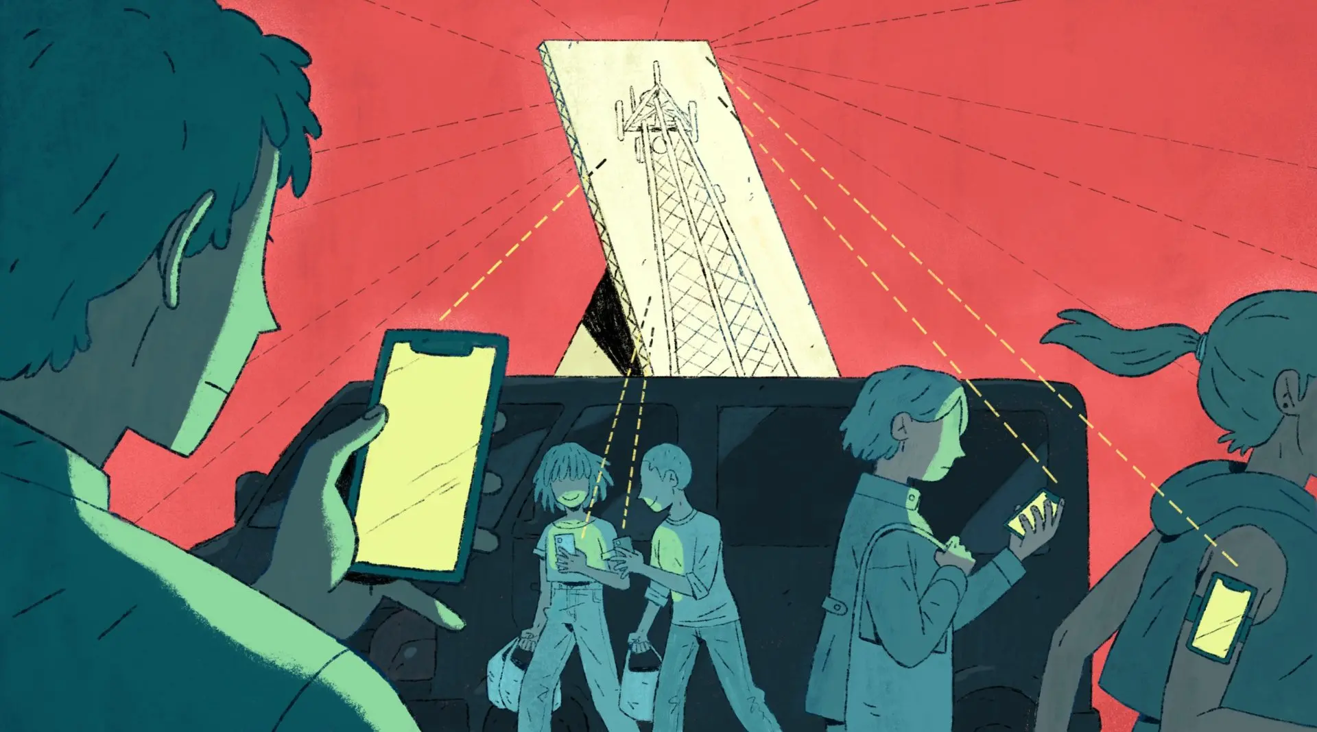 Graphic of people on phones