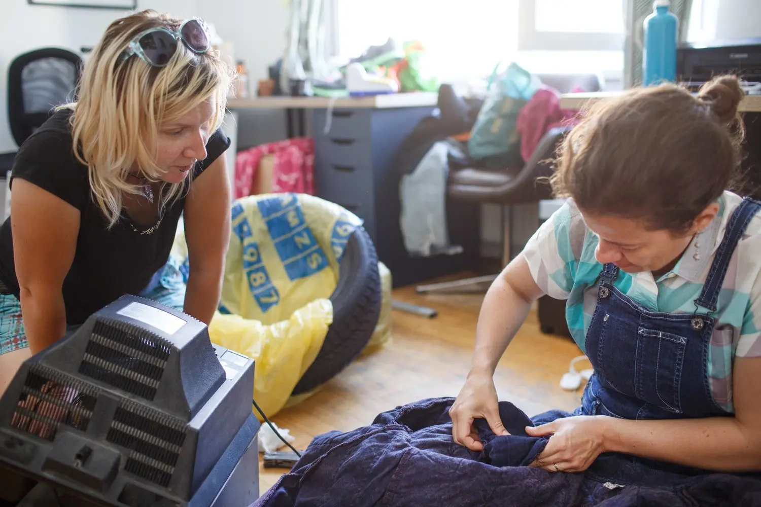 Women preparing the devices for the journey