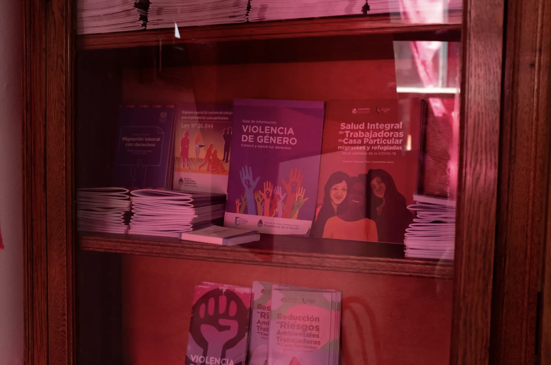 Visible fliers on women's rights in Argentina