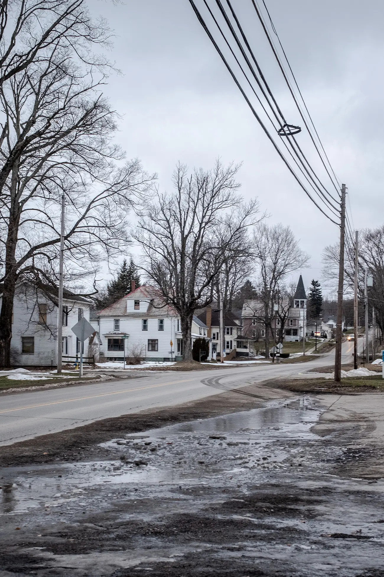 Photo of a small town in winter