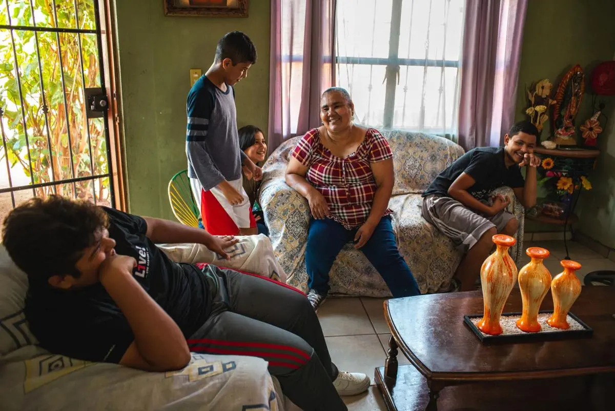 Family sits together