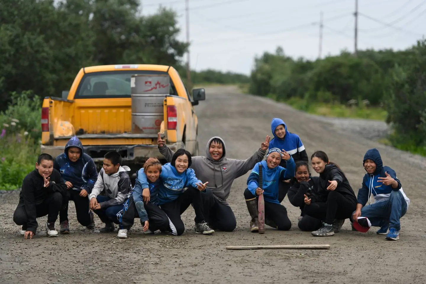 Local children who live in the Emmonak community pose for a photo