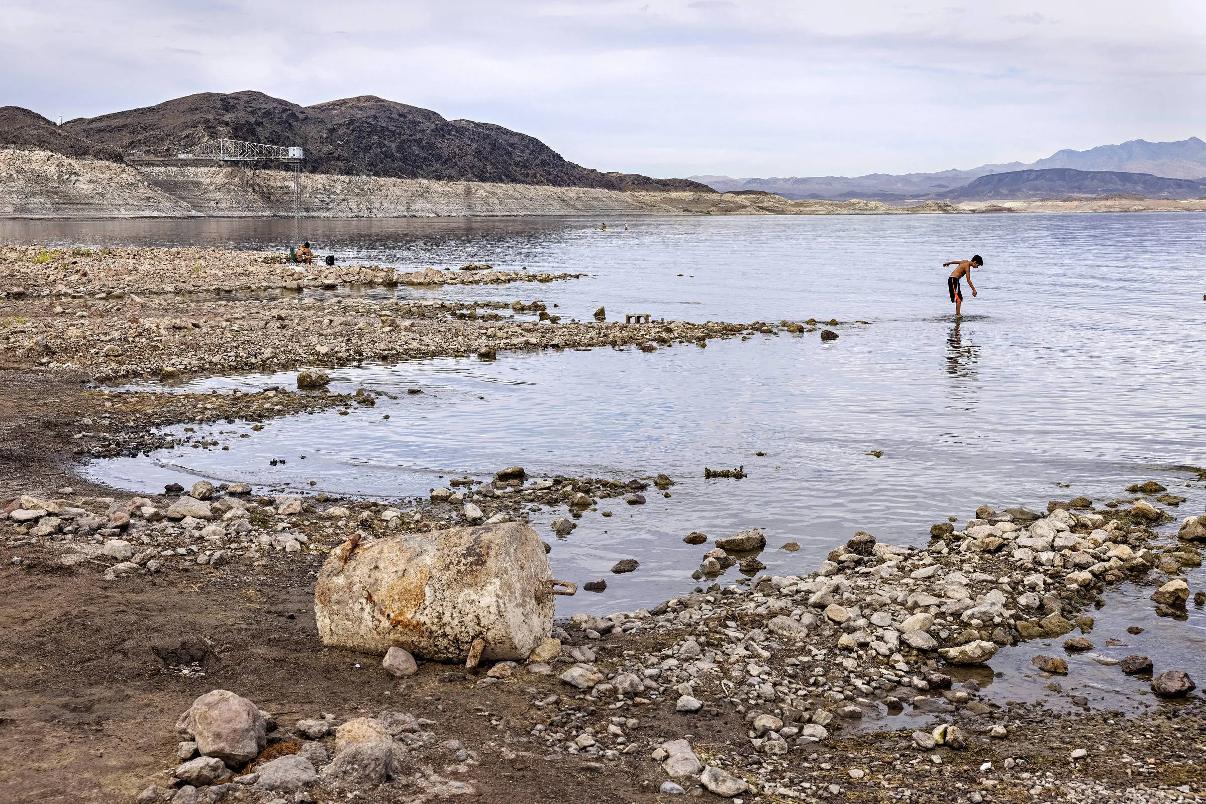 A child plays in lake mead