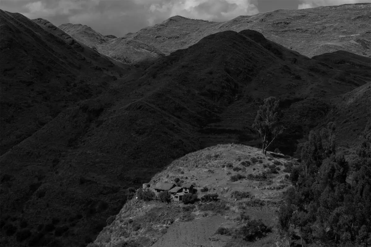 View of the Qolca and Mario Quispe’s house located in the annex called Q’ente Killay, which in Quechua means “the hummingbird’s moon” in the highlands of San Sebastián, Cusco, Peru.