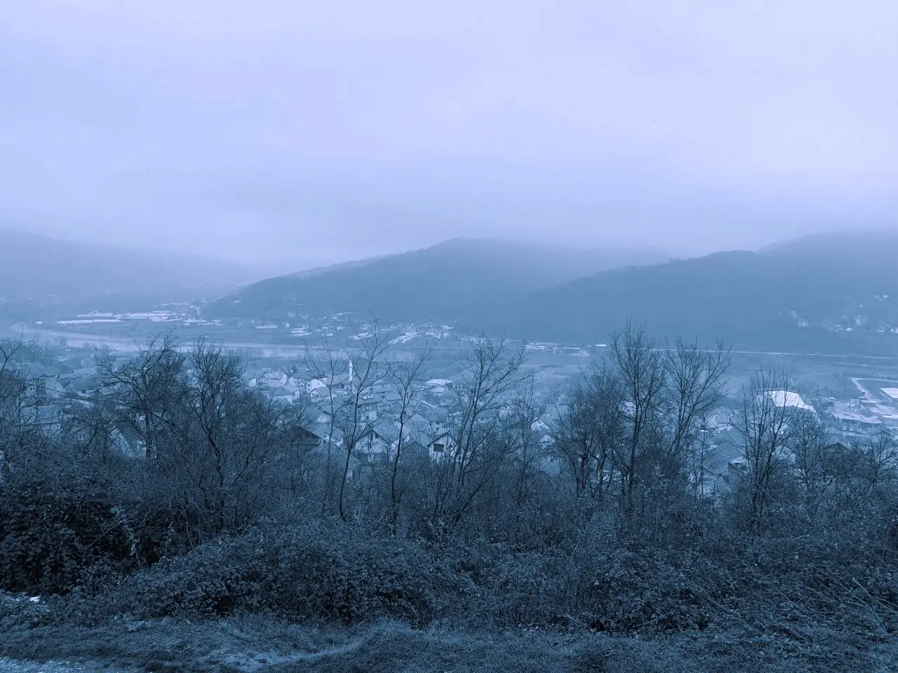 A view of Goražde from the mountains.