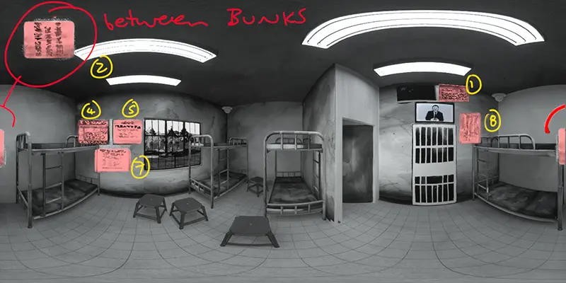 A draft illustration with notes about posters.