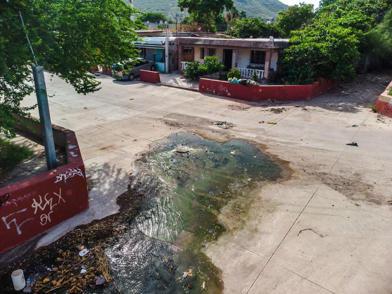 Broken sewage pumps lead into town