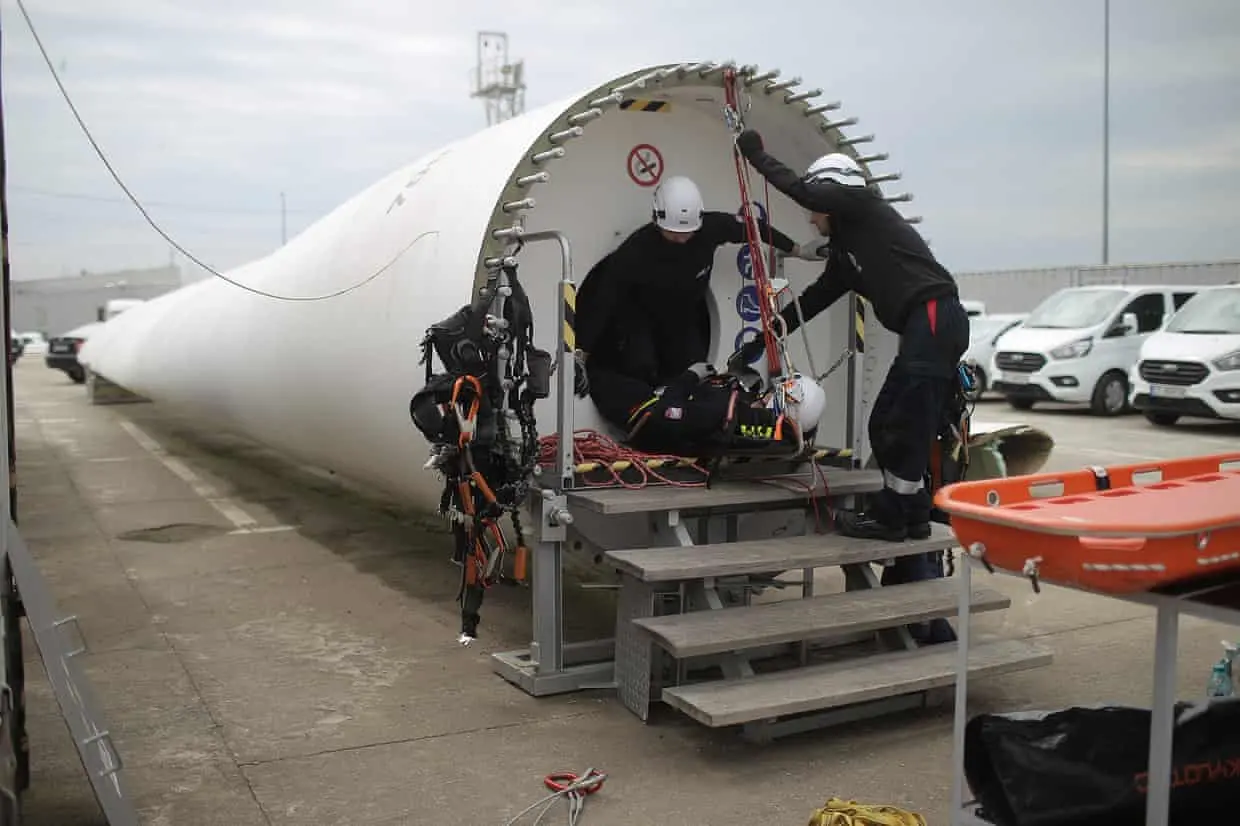 Miners receive training aimed at helping them move into the wind industry.
