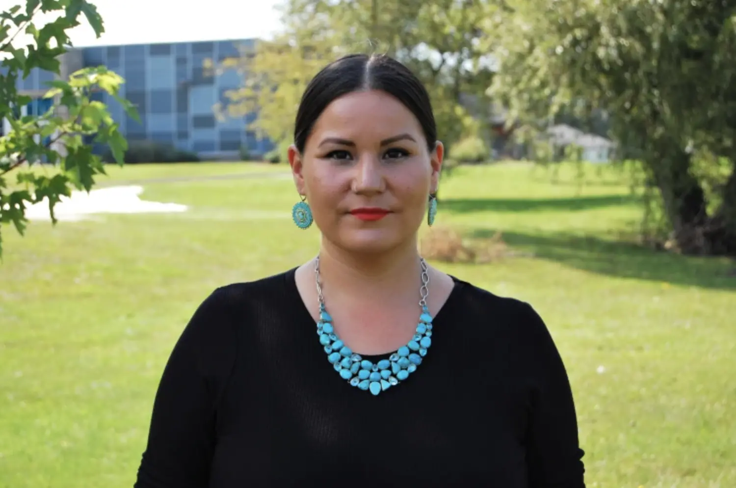 Woman poses for headshot