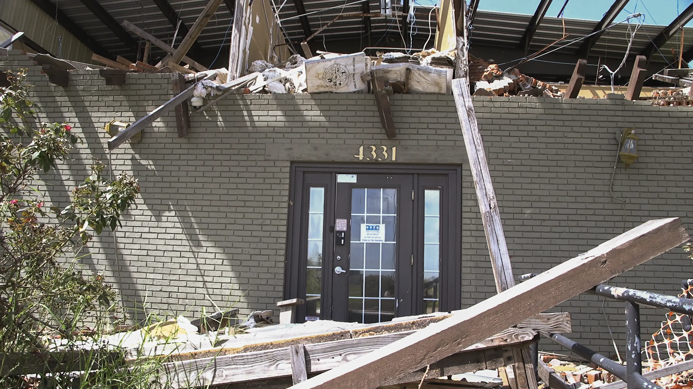 Lake Charles Department of Public Works sits in a pile of its own debris