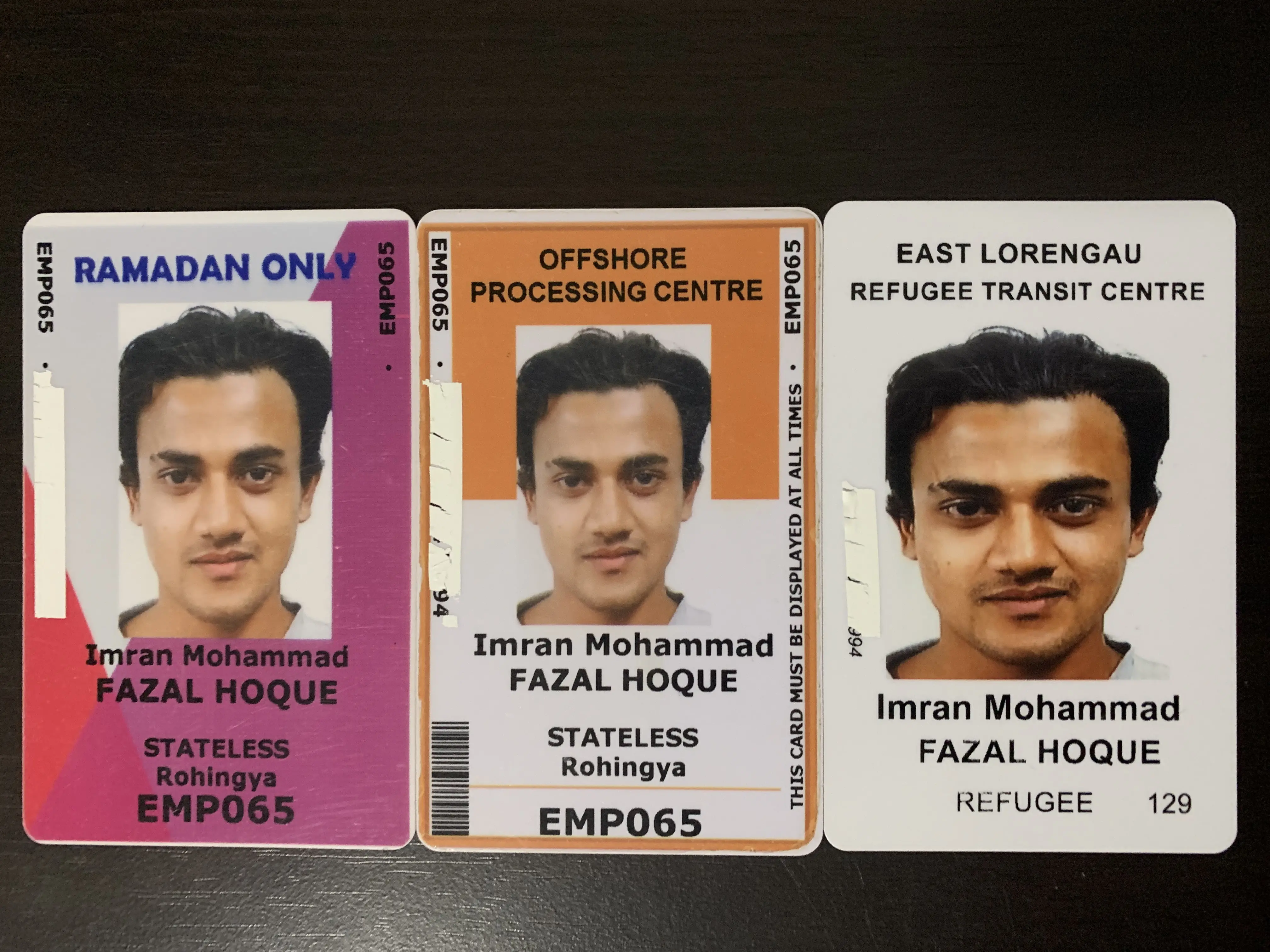 Imran's refugee identification cards