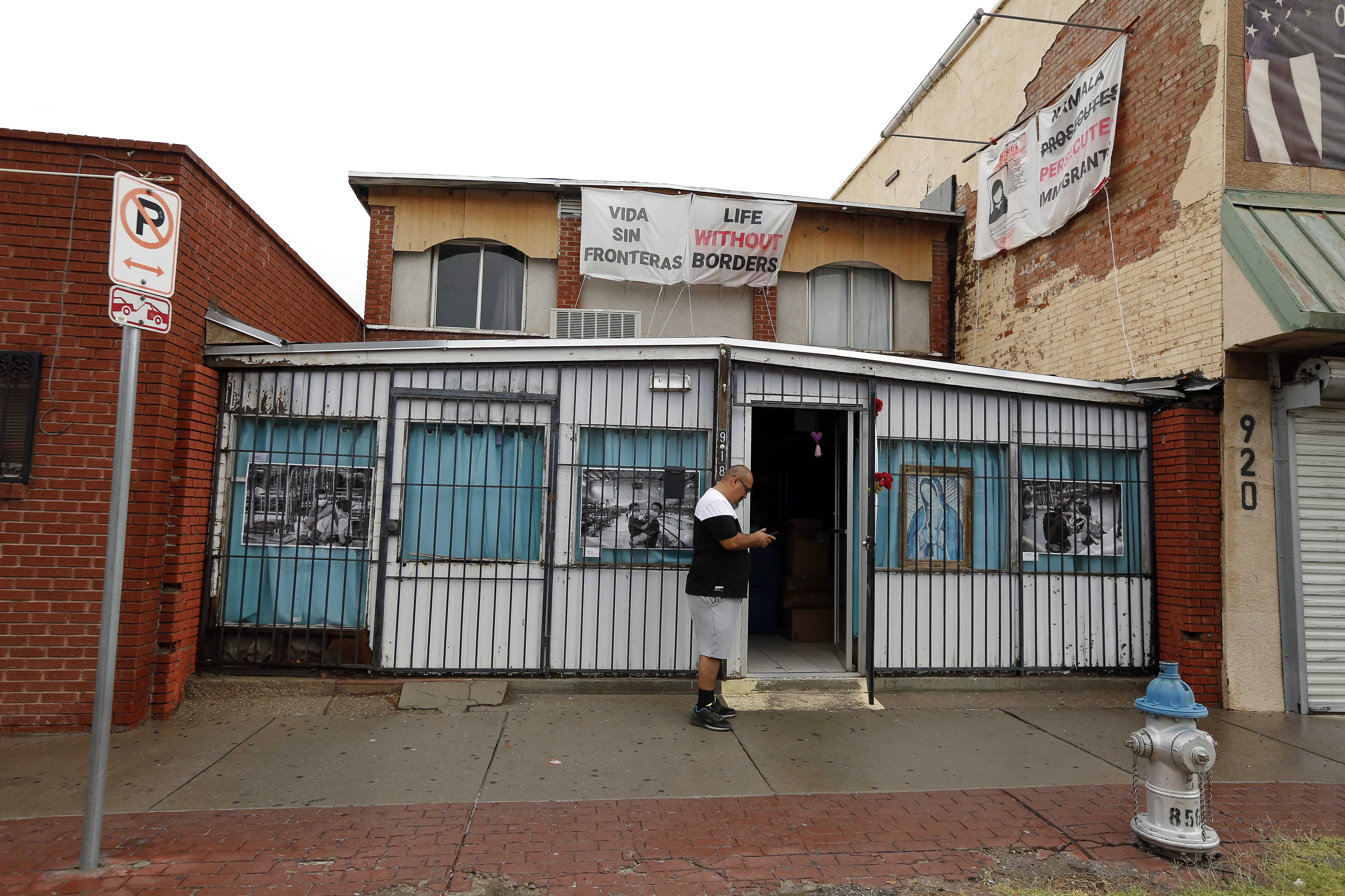 Juan Ortiz in front of the Casa Carmelita community space