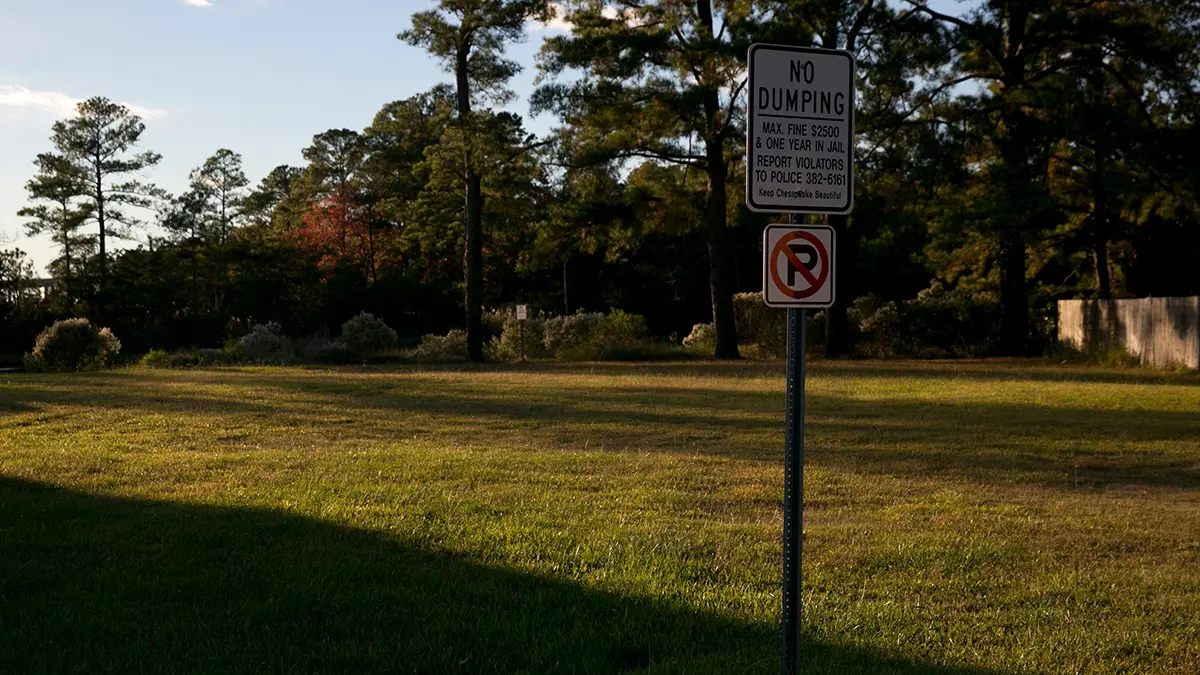 A flood prone lot lays empty