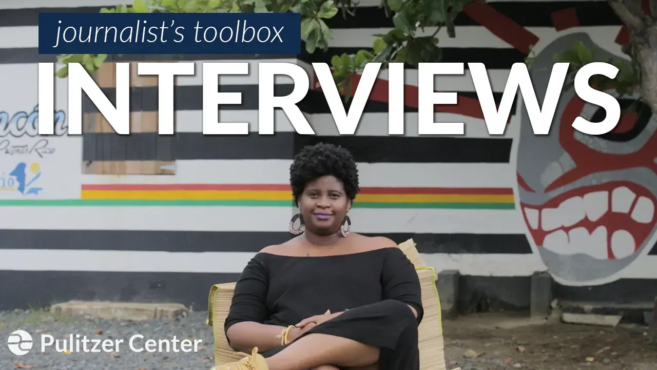 Screenshot from the video "Journalist's Toolbox: Interviews," which features an image by Mikey Cordero. Puerto Rico, 2019.