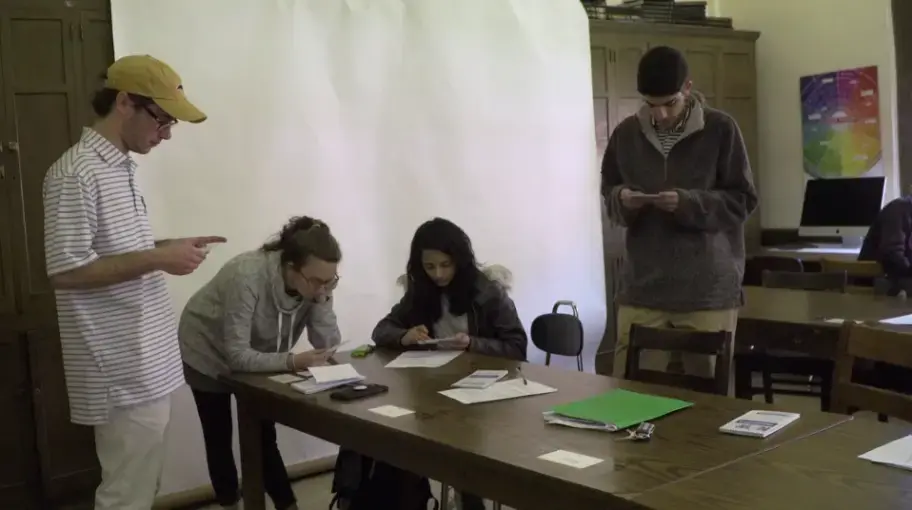 Students from R.J. Reynolds High School research and plan a segment of the film, "Placing Identity." Screenshot from "Placing Identity." United States, 2018. Media file: screen_shot_2018-05-17_at_3.16.52_pm.png