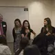 Pulitzer Center intern Ashley Zhang introduces herself to student fellows. Behind her are Pulitzer Center staff Marvin Kalb, Julia Kelmers, Hannah Berk, and Ann Peters. Image by Jin Ding. United States, 2018.