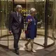 Branstad, U.S. ambassador to China and his wife Chris Branstad leave the St. Regis hotel after an Iowa Sister States reception on Wednesday, Sept. 20, 2017, in Beijing, China. They walked home to their embassy residence, only a few blocks away, after the reception. Image by Kelsey Kremer. China, 2017.
