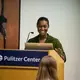 Autumn Harris (Spelman College) speaks on her project, 'Ecuador: For Some, Dribbling Is the Only Way to Score' during the 'Cultural Identity' panel on Day One of Washington Weekend. Image by Nora Moraga-Lewy. United States, 2019.