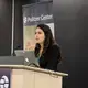 Mariana Rivas from Texas Christian University presents her reporting on children born in Colombia to Venezuelan parents. Image by Nora Moraga-Lewy. United States, 2019.
