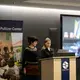 Hana Elias and Eleonore Voisard from Columbia University show an excerpt from their documentary film, 'Holding Fire: A Yemeni Activist in Brooklyn.' Image by Nora Moraga-Lewy. United States, 2019.