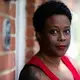 Yolanda Ames stands outside her Grier Heights apartment Wednesday, August 5, 2020. Ames, who cannot afford the internet, is among half of households in her neighborhood in Charlotte with no internet subscription. Image by Jessica Koscielniak. United States, 2020.