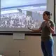 Meghan Dhaliwal presents her reporting work from the US-Mexico border to the student filmmakers. Dhaliwal discussed building a relationship with the subject of a film in order to help them feel comfortable on camera. Image by Claire Seaton. United States, 2019.