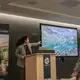 Audrey Fromson from the University of Chicago discusses climate change threats in Huaraz, Peru. Image by Libby Moeller. United States, 2019.