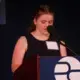 Beatrix Stone reads from her poem after a photo by Eloisa Lopez in 'The Filipino Catholic Church in Crisis' by Adam Willis. Image by Jin Ding. United States, 2019.</p> <p>