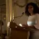 Camila DeChalus speaks at the Cosmos Club during Washington Weekend about her experiences both as a 2016 Pulitzer Center Reporting Fellow and as a staff reporter at CQ Roll Call. Image by Claire Seaton. United States, 2019.