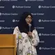 Ifath Sayed from Northwestern University in Qatar discusses her project on refugee children in Malaysia. Image by Jin Ding. Washington, DC, 2017.