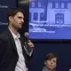 Gareth Smail from the University of Pennsylvania discusses his project: 'Morocco: Multilingualism in Education.' Image by Jin Ding. Washington, DC, 2017.