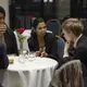 University of Michigan student fellow Esohe Osabuohien, South Dakota State University student fellow Palak Barmaiya and University of Chicago student fellow at the National Press Club dinner. Image by Jin Ding. Washington, DC, 2017.