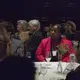 Boston University student fellow Campbell Rawlins, Boston University professor Anne Donohue, Pulitzer Center senior advisor Marvin Kalb, capital campaign director Joan Woods, and office manager Joan Woods. Image by Jin Ding. Washington, DC, 2017.