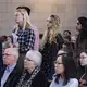 Students at Washington University in St. Louis, wait in line to ask questions of Madeleine Albright and Stephen Hadley. Image by Lauren Shepherd, United States, 2017.