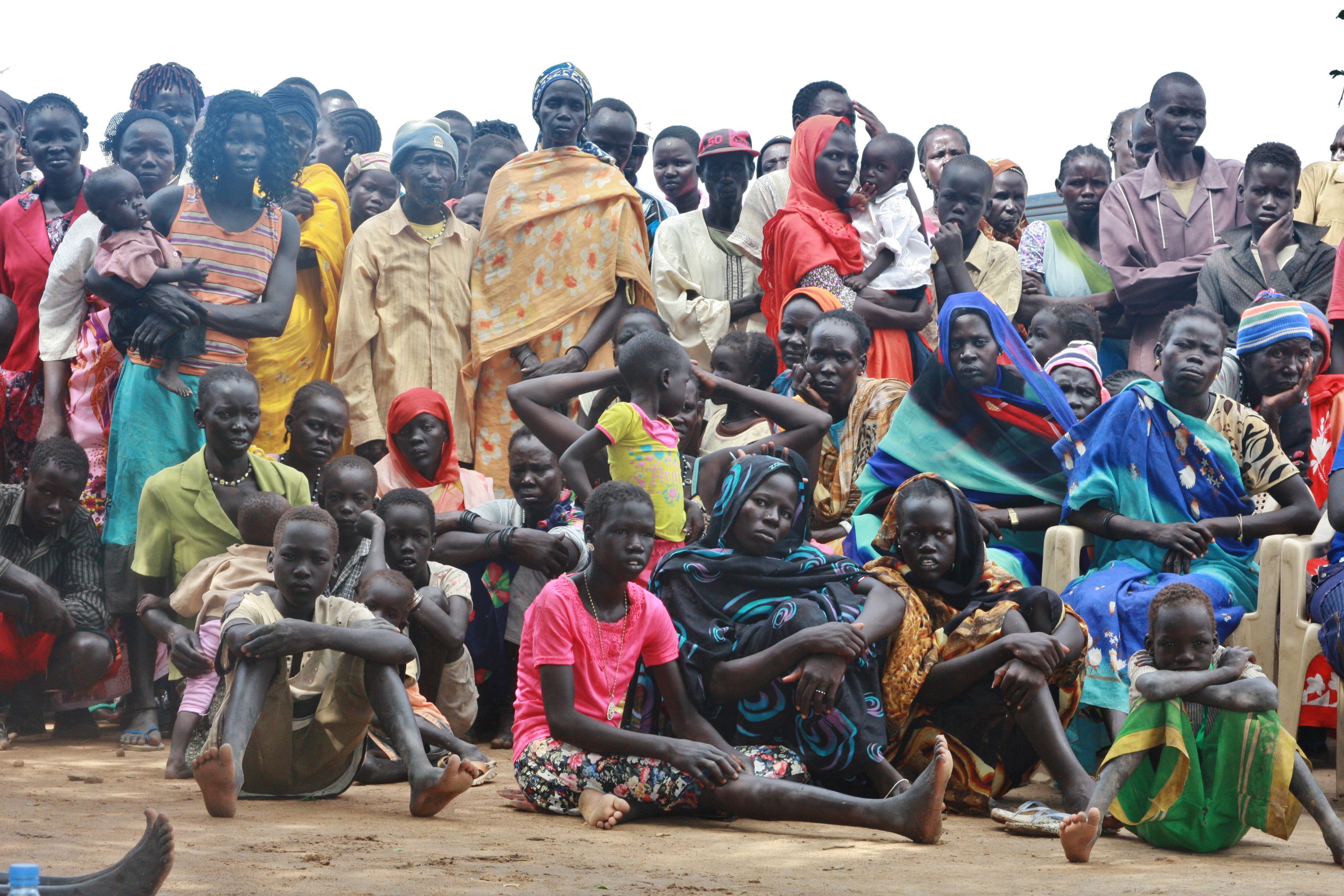 Some of Abyei's displaced population, waiting for humanitarian relief in Wunrok. Image by Rebecca Hamilton. Sudan, 2011.